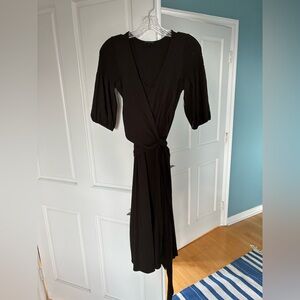 Theory Black 3/4 Long Sleeve Wrap Dress